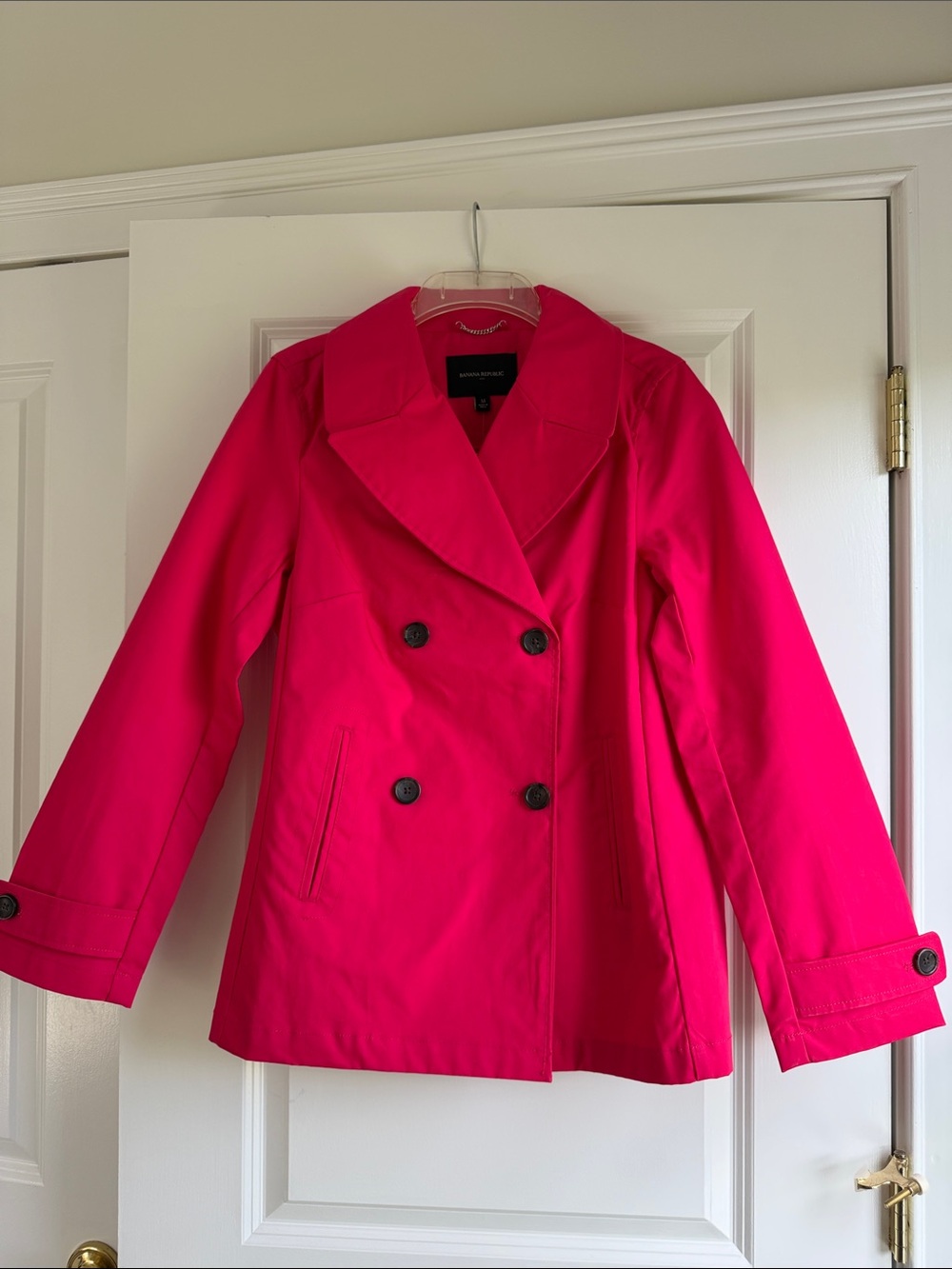 Banana Republic Factory Vibrant Pink Double-Breasted Peacoat